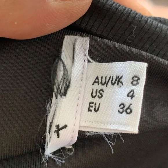 Princess Polly Black Long Sleeve Square Neck Tie Cut Out Back Mini Dress - Picture 10 of 11